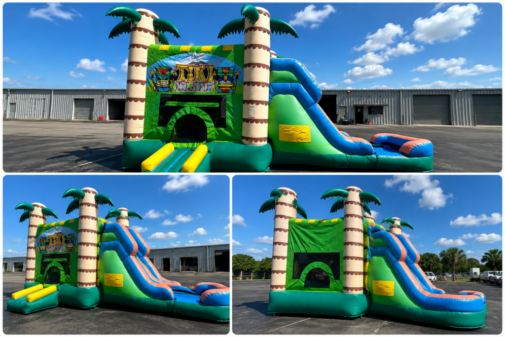 Tiki Island Bouncy House and Slide Combo