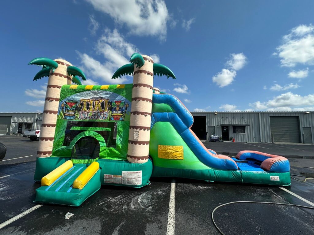 Tiki Island Bouncy House and Slide Combo
